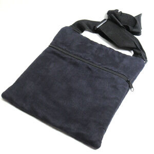 Blue Ultra Suede Crossbody Handbag Medium Zip Pockets Lined Adjustable Strap